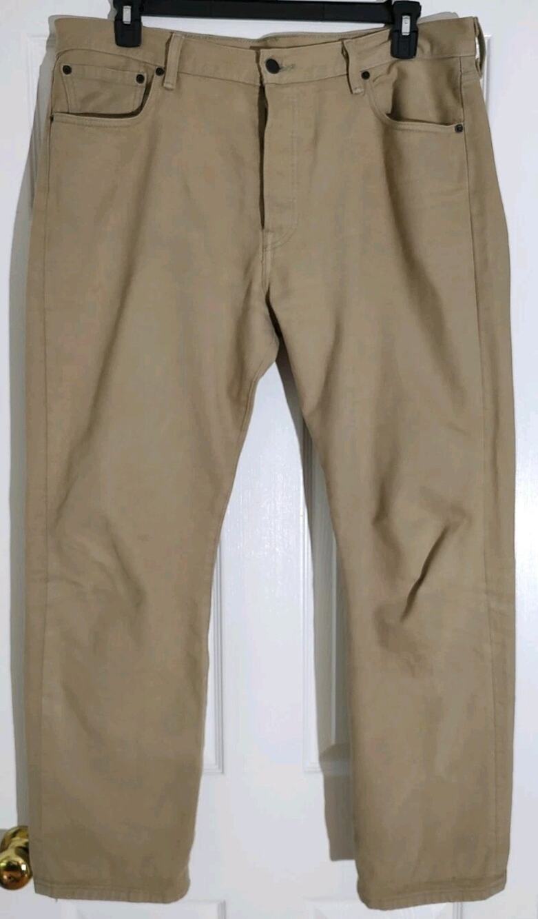 Levi's 501 Straight Beige Denim Jeans Button Fly 5-Pocket Regular Fit - 36x30